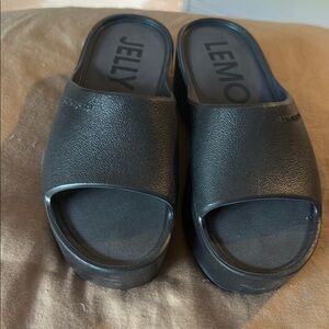LEMON JELLY Black Platform Slide Sandals